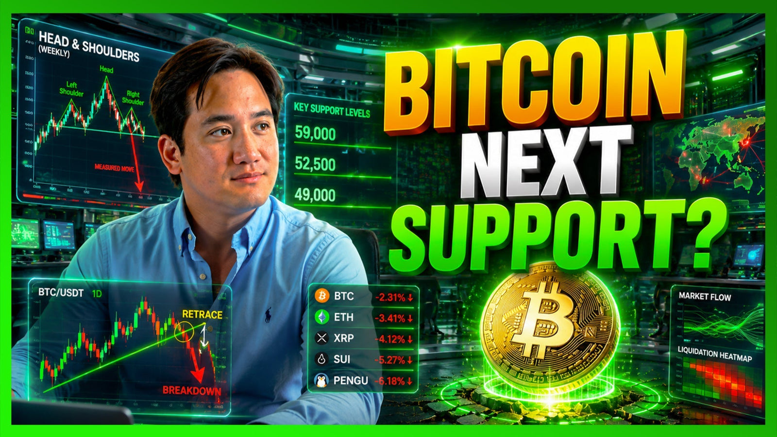 Bitcoin Breakdown Puts $52,500 and $49,000 in Focus as Altcoins Follow