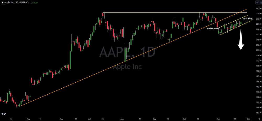 Apple (AAPL) Breakdown And Bear Flag Signals Trouble