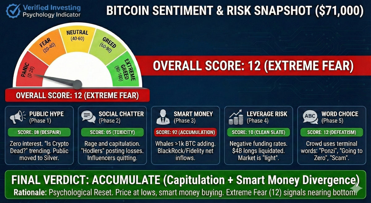 Inesting Fears Data Verified Investing's Psychological Indicator Rating: 12 (Extreme Fear)