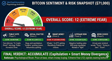 Verified Investing's Psychological Indicator Rating: 12 (Extreme Fear)
