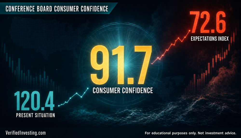This is a strong VI read on Consumer Confidence: the headline bounce is real, but Expectations at 72.6 and weaker spending intentions say the all-clear has not arrived.