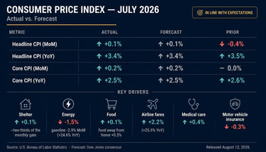 Consumer Price Index infographic — July 2026 CPI data release