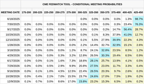 CME FedWatch Table Screenshot